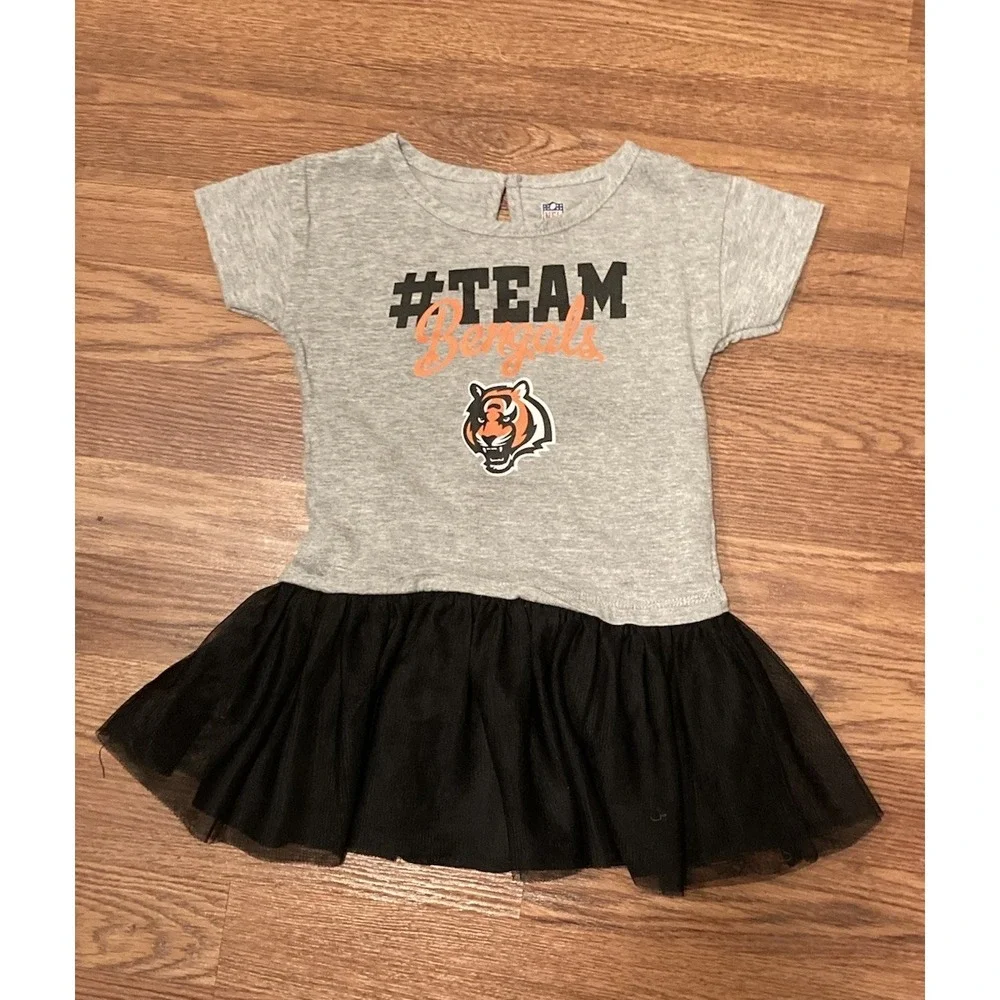 BENGALS Football Infant Toddler T shirt Dress Ruffle‎ 4T